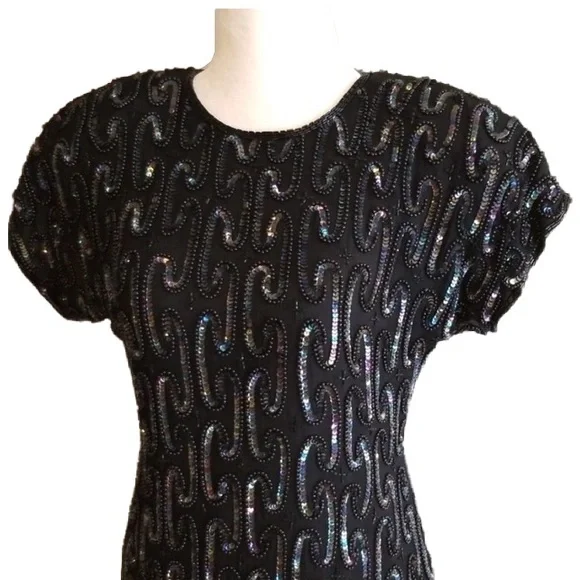 Vintage Stenay Silk Sequin Dress - Picture 3 of 6